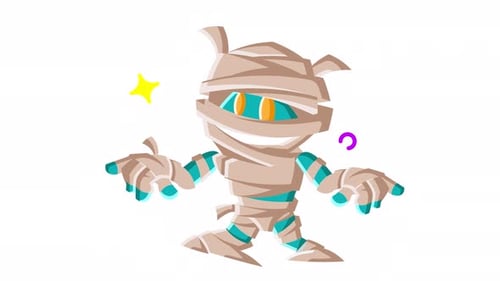 Animated Cartoon Mummy Character for Halloween