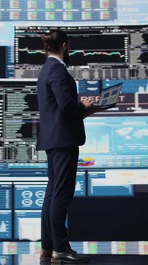 Vertical Video Skilled Entrepreneur Analyzing Data and Insight to Drive Business Growth