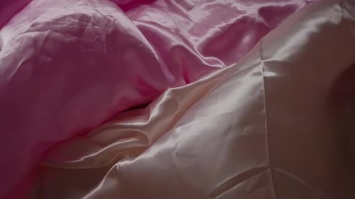 Abstract Pink and Cream Satin Fabric Smooth Pan