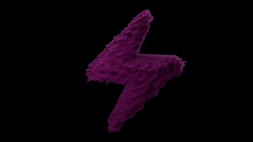 Animated Fluffy Purple Lightning Bolt Symbol