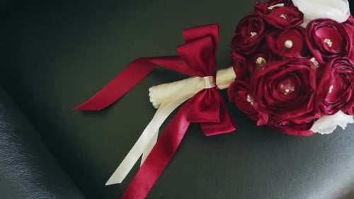 Elegant Fabric Floral Wedding Bouquet Close Up