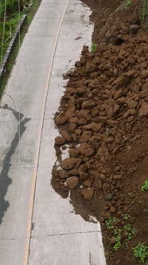 Landslide and Rockfalls on the Road of Camiguin Philippines
