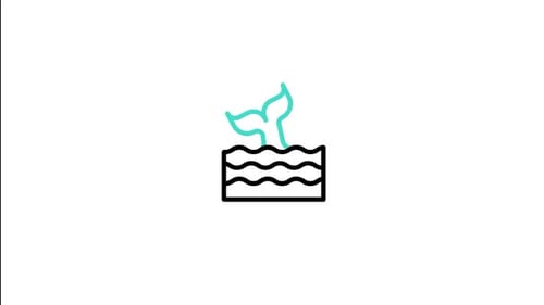 Animated Whale Tail Dipping in Flat Design Water