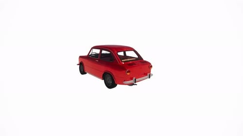 Rotating Red Stylized 3D Classic Car Animation
