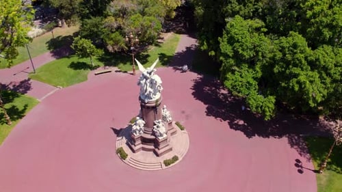 Aerial View Of Monument of France to Argentina In Plaza Francia, Recoleta, Buenos Aires, Argentina.