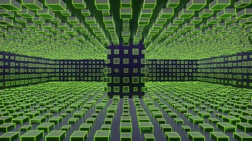 Green And Purple And Gray Square Circular Motion Background Vj Loop In HD