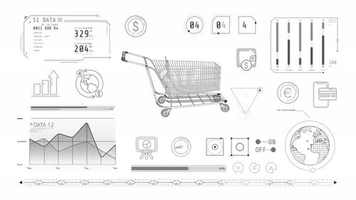 Animation of Infographics About Online Shopping on Alpha Channel