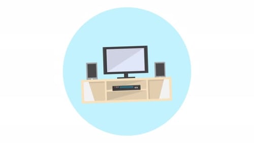Flat Design Home Entertainment System Animation