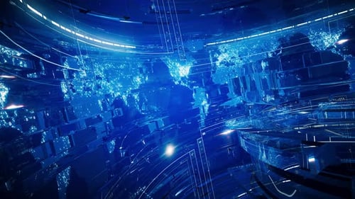 Futuristic Digital World Map News Technology Background