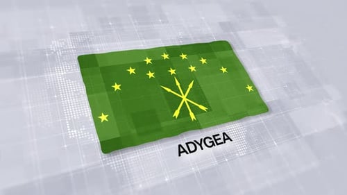 Adygea Flag Presentation Displayed On Modern Clean White Background