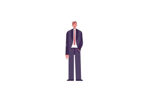 Animated Flat Design Business Man Blinking and Talking