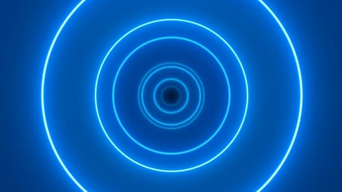 Neon Circle Blue Tunnel Background
