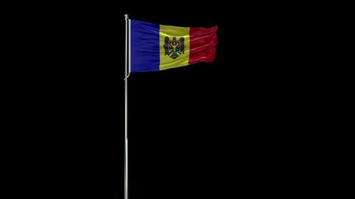 Waving Flag of Moldova on Transparent Background