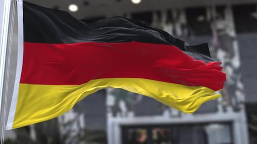 German National Flag Waving with Realistic Fabric Motion Loop