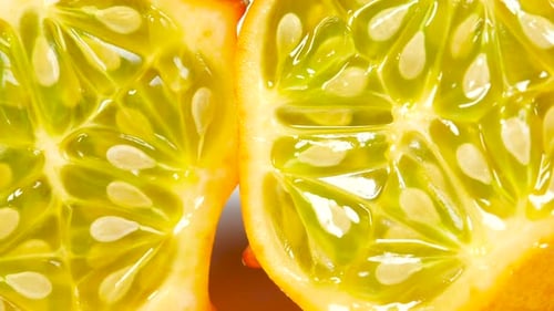 Kiwano Fruit or Horned Melon Exotic Fruits Rotating Close up. Fresh Juicy African Horned Cucumber