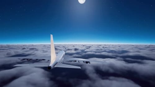 Airplane in the night sky