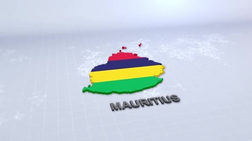 Mauritius Flag Map with 3D Text Title Reveal