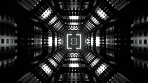 Weißer Neon-Techno-Science-Fiction-Strobe-Korridor-Hintergrund, VJ Loop in 4K