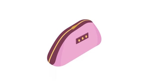 Flat Design Pink Makeup Pouch Animation with Zipper
