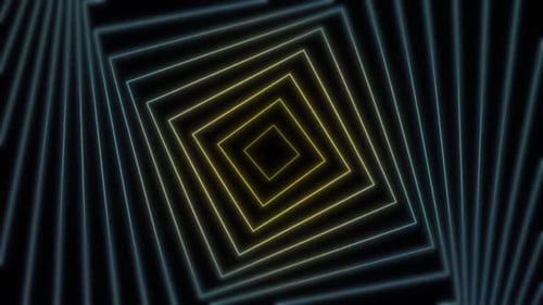 Abstract Neon Square Tunnel Geometric Animated Background