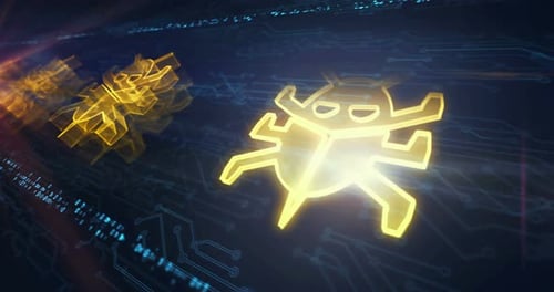 Symboles d'attaque numérique contre les vers de cybersécurité, concept de boucle cybernétique