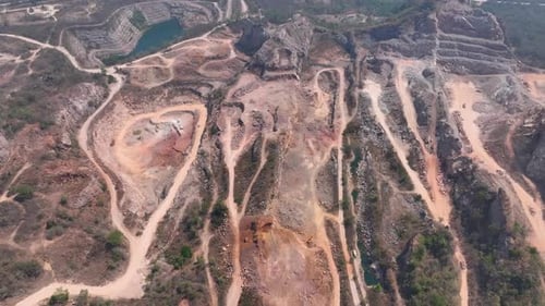 Quarry industry from an aerial view. Drone