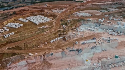 Aerial View of White Stone Quarry in Rural Setting