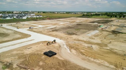 Drone Footage of a Housing Development Site in the Town Showing New Housing Being Built on the House
