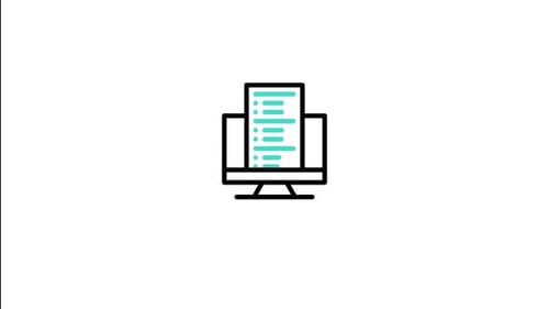Animated Computer Monitor Icon Showing Scrolling Document