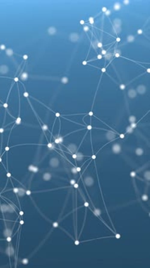 Abstract 3D network background with connected white dots.