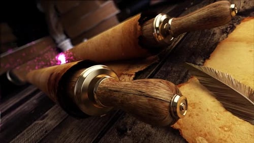 Ancient Scroll Unfold with purple energy