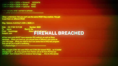 Firewall Breached On Hacking & Error Message Digital Screen Message On Computer Screens
