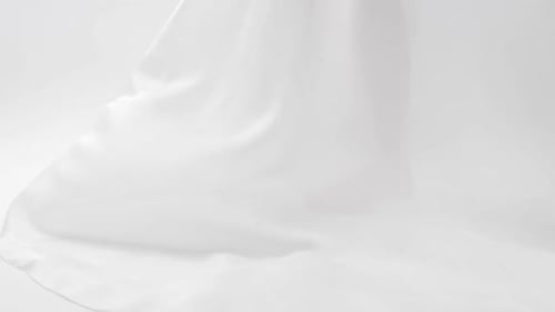 White Silk Fabric Slowly Drifting And F Stock