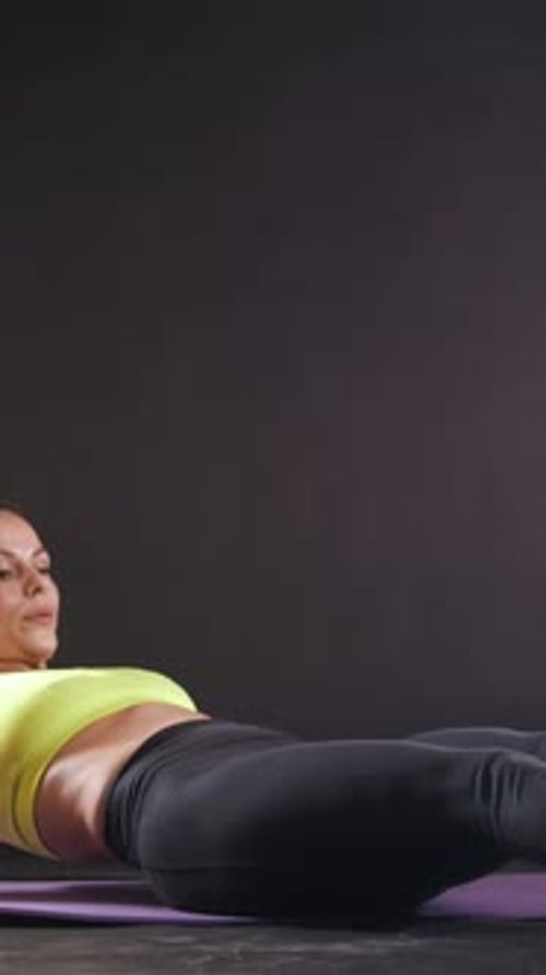 Sportive Blonde Woman Doing Intense Fitness Training at Gym Female