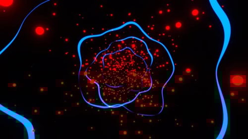 Red And Blue Astract Flying Glowing Balls Background Vj Loop In 4K