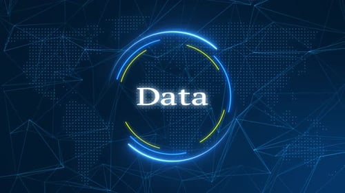 Digital Data Network Title Reveal with Glowing Neon Rings