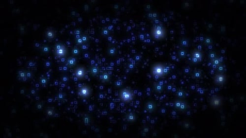 Abstract Digital Blue Glowing Squares Background Loop