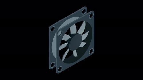 Animated Isometric Computer Fan Spinning Loop
