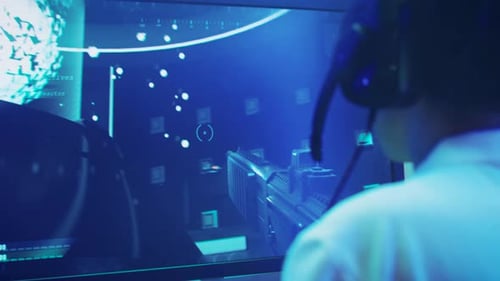 Teenage Girl Playing First Person Shooter Video Game