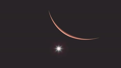 Ramadan Crescent Moon and Star Celestial Animation