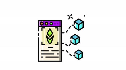 Blockchain Technology Data Network Flat Design Animation