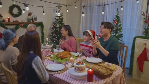 Family Gathered for Christmas Dinner