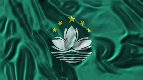Macau SAR Flag Waving with Realistic Fabric Texture Loop