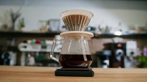 Pour Over Coffee Brewing Close Up