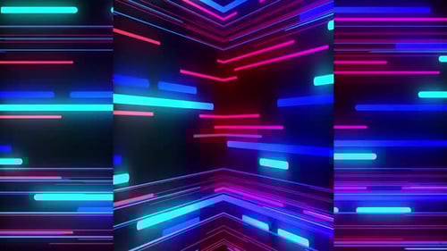 Futuristic Neon Lines Digital Tunnel Background Loop