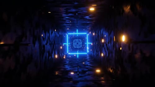 Dynamic neon tunnel vortex plunges into futuristic digital abyss