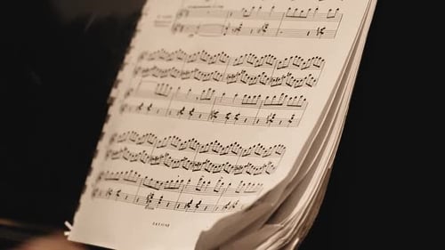 Sheet Music Pages Turning Close Up