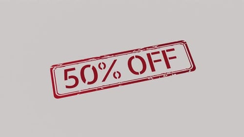 50% OFF Discount Rubber Stamp Text Reveal Animation