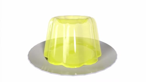 Wobbling Yellow Jelly on a Plate 3D Animation