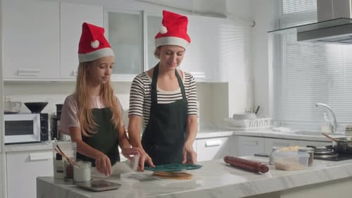 Mother and Daughter Bake Christmas Cookies Together